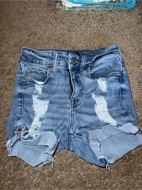 Aeropostale Distressed Light Blue Denim Shorts